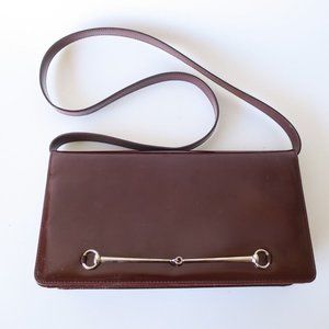 Rare Gucci Vintage Oxblood Patent Leather Horsebit Shoulder Bag